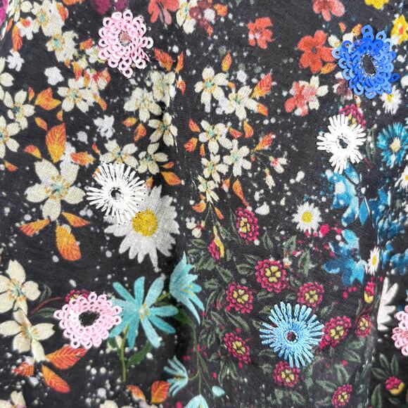 Anthropologie Geisha Designs Floral Organdy Midi Dress Size Medium Sequin Party - Picture 9 of 16